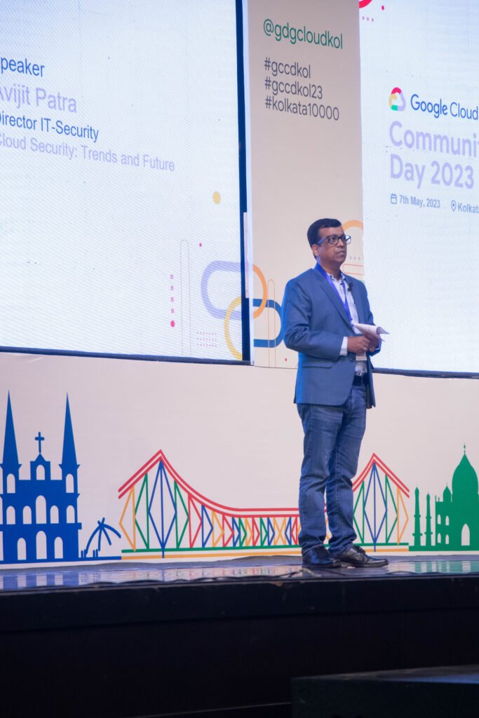 Avijit Patra at Google Cloud Community Days Kolkata 2023 on the main stage