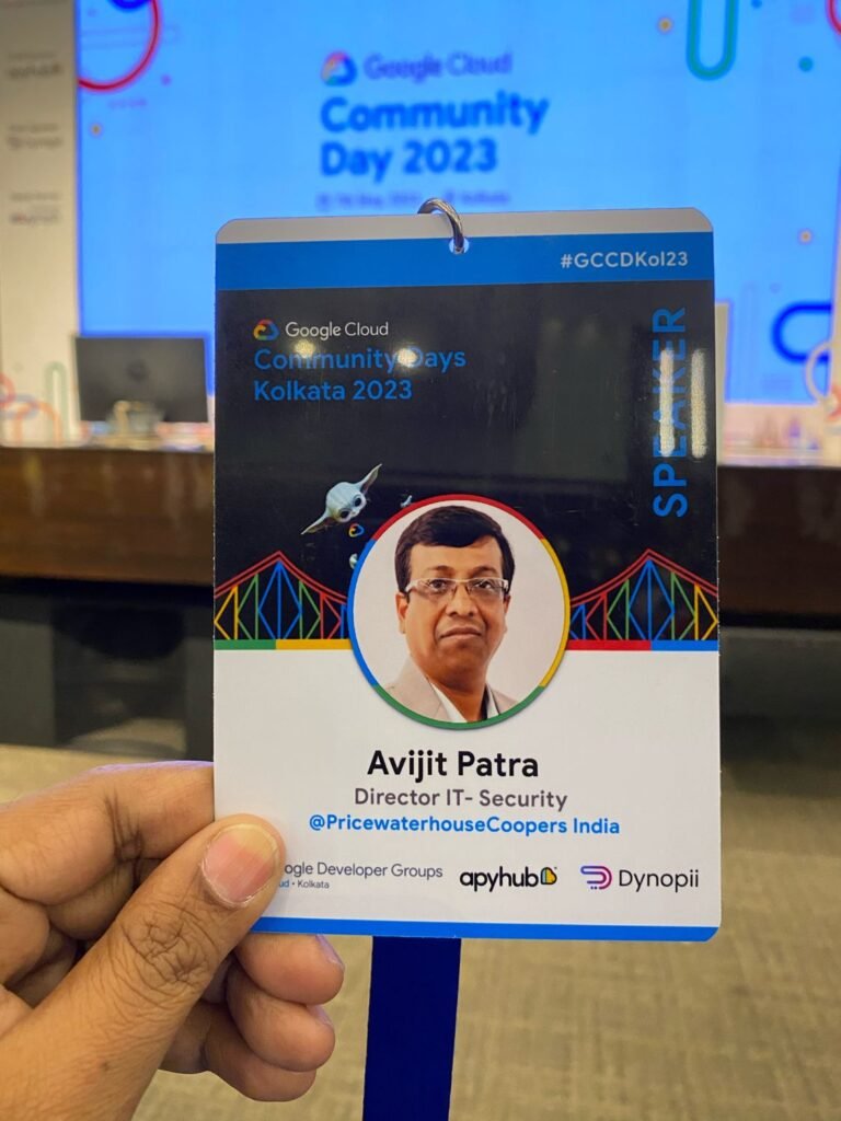 Speaker badge for Avijit Patra at Google Cloud Community Days Kolkata 2023, hashtag GCCDKol23